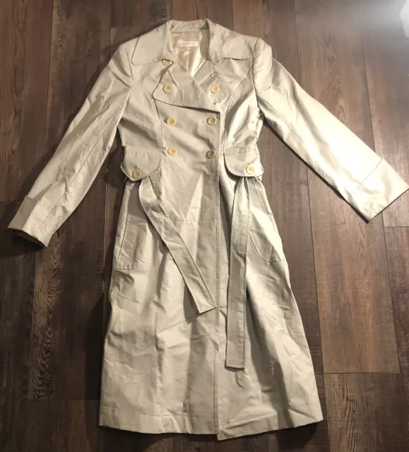 VTG Parallel Poly Vinyl Trench Coat. Cream Color Women’s Size 6. Made In USA