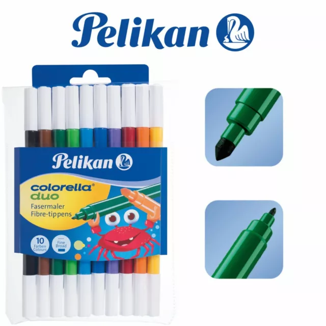 Pelikan Filzstifte Colorella® Duo, 10 Farben, Filzmaler, Faserstift, Fasermaler