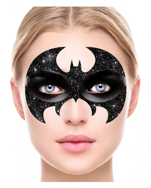Schwarzer Fledermaus Glitter Gesichts-Aufkleber für Halloween & Fasching