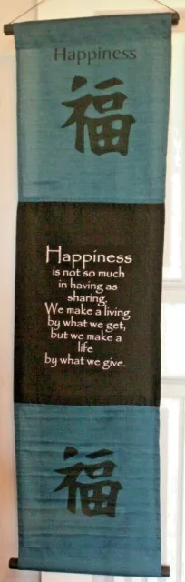 120cm HAPPINESS Inspirational Affirmations Wall Hanging Banner Scroll Tapestry