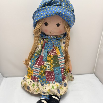 Vintage Doll Holly Hobbie Knickerbocker Rag Doll Patch Work Dress Read
