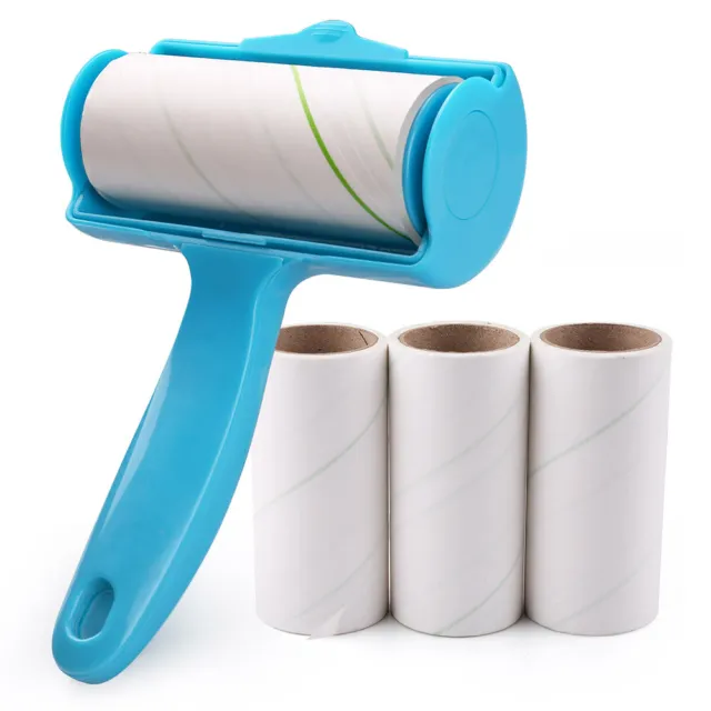 Pet Hair Clothes Lint Roller Remover Cleaner Sticky Brush w/3 Refills 240 Sheet