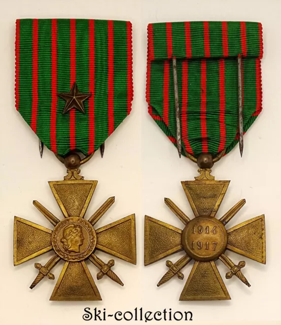 Croce da Guerra 1914-1917. Con 1 Étoile. Bronze. Francia 1° Guerre Mondiale, WW1