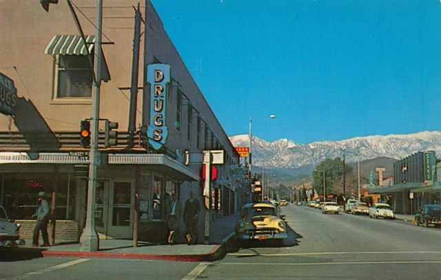Banning CA California 1960s Downtown Main Street Idyllwild Hotel Vtg Postcard S9
