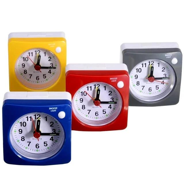 Square Small Alarm Clock Bed Compact Travel Quartz Beep Clock stylish Bedside