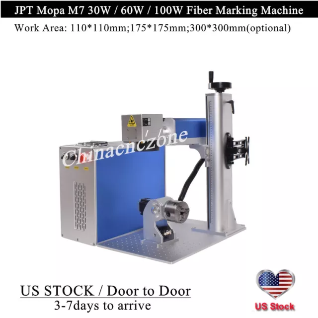 JPT Mopa M7 Fiber Laser Marking 30W/60W/100W Machine Rotary Steel Color Marking