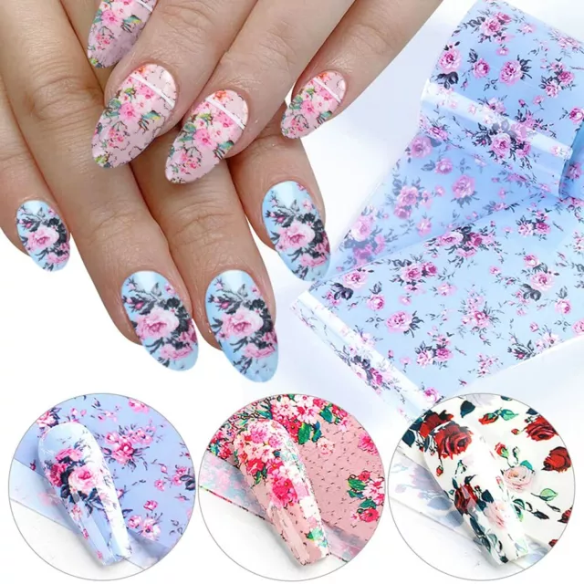 10 Nail Art Foils 💖 Nail Transfer Foil 💖 Wraps Decal Sticker 💖 Flowers