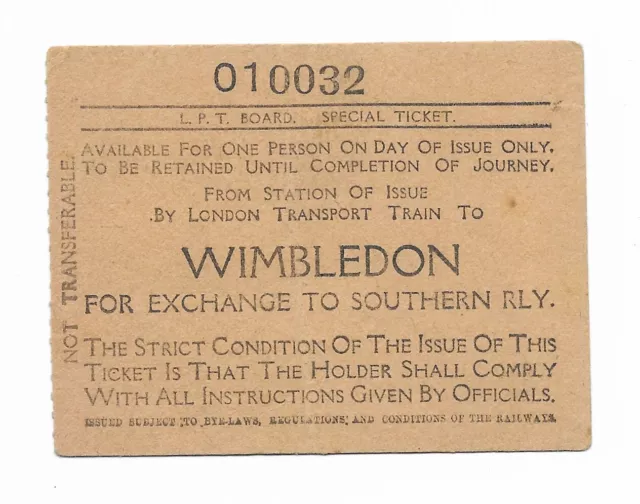 London Passenger Transport Board - Evacuee Transit ticket