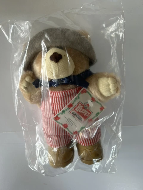 Vintage 1986 Wendy's Dudley Furskin Happy Holiday Plush Bear Stuffed Animal Toy