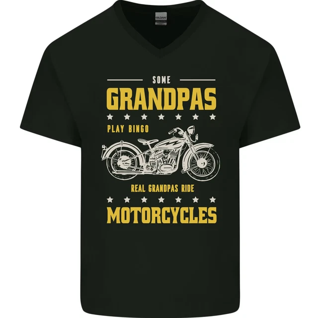 Some Grandpas Funny Biker Motorcycle Bike Mens V-Neck Cotton T-Shirt