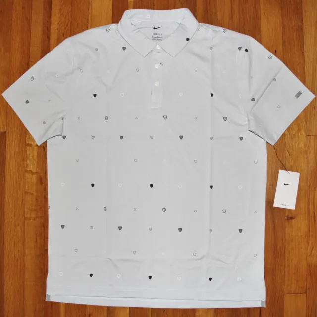 Nike Dri-Fit Player Printed Golf Polo Shirt Mens L DH0645-025 Grey New