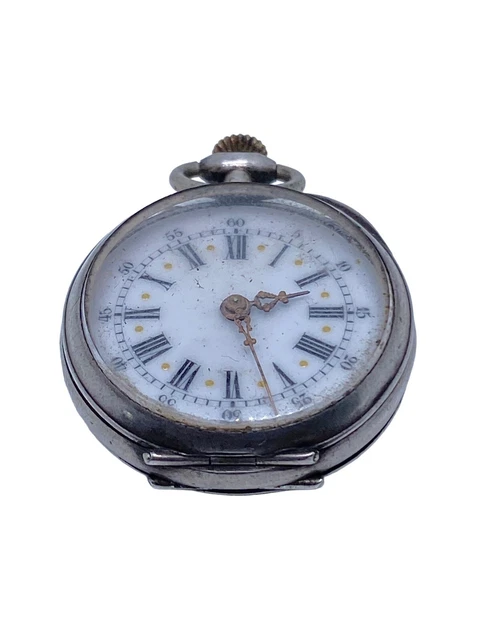 Montre à Gousset Ancienne En Argent Massif, Poinçon, Mouvement Mécanique 22 Rubis, Suisse 1840-1849