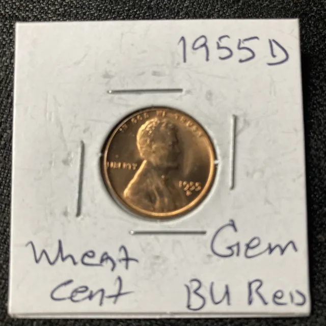 1955-D Lincoln Head Wheat Cent Penny - MS GEM CHOICE BU UNC RED RD COPPER