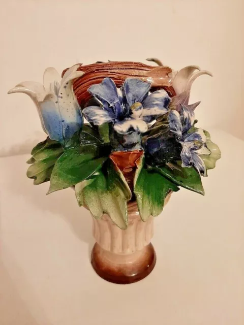 Capodimonte Made in Italy Porcelain, Blue Flowers in a Vase