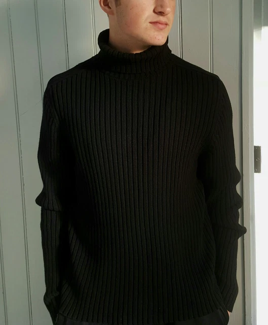 BRANDINI LE COLLEZIONI Mens Large Ribbed Turtleneck Sweater
