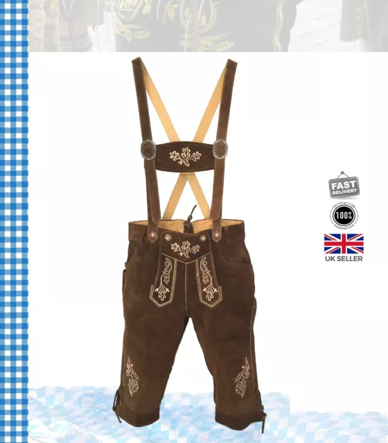 Mens Real Suede Bavarian Lederhosen UK SIZE 32" / EUR 48"