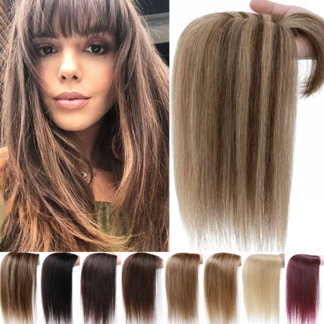 Damen Indisches Echthaar Topper Toupee Extensions Clip In Haar Toupet Haarteile