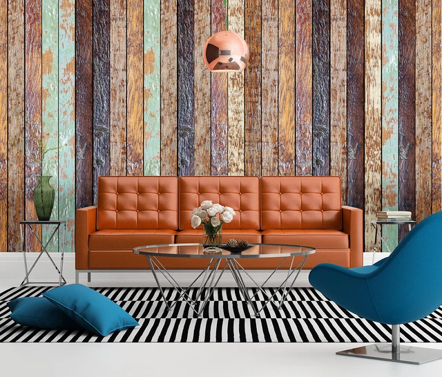 WEATHERED WOOD Wallpaper 144"x100" Removable Wall Mural Barn Plank Fence Timber