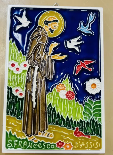 Saint Francis 6 x 4 Inch Tile Made by Hand in Italy