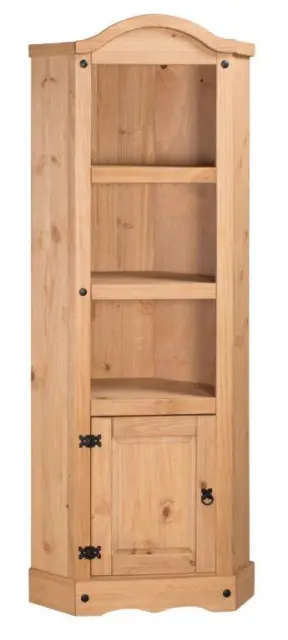 Corona Corner Display Unit Bookcase Mexican Solid Pine by Mercers Furniture®