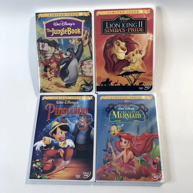 Lot of 4 Disney Limited Issue DVDs LITTLE MERMAID Pinocchio JUNGLE BOOK