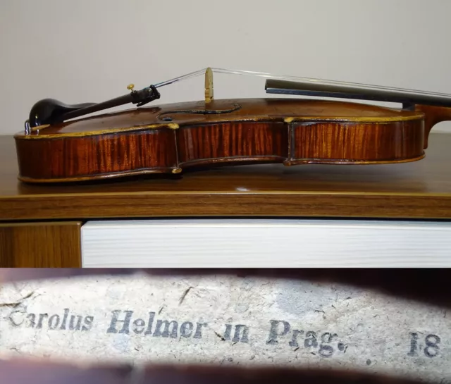 ATTIC FOUNDING VERY OLD VIOLIN - labelled CAROLUS HELMER - (Nr. 105)