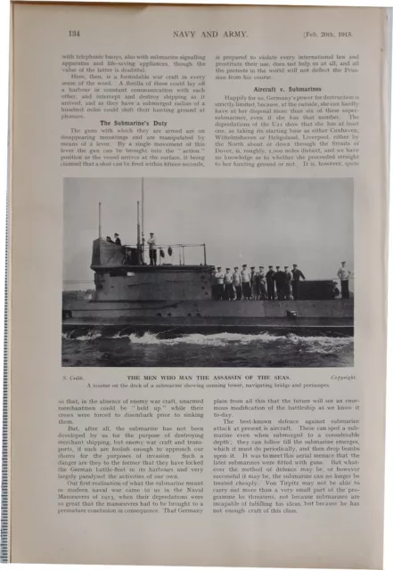 1915 Ww1 Article & Pic Submarine E Class British Conning Tower Periscopes 3