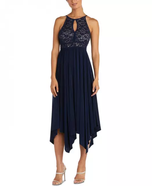 New $119 Night Way  Women's Hi-Low Sleeveless Halter Fit & Flare Dress A4516