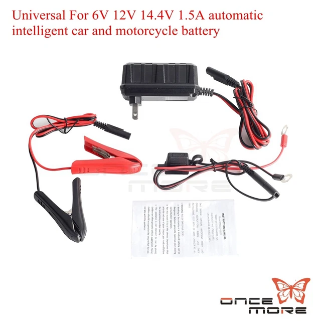 Universal Battery Charger For 6v 12v 14.4v 1.5A Automatic Intelligent Motorcycle
