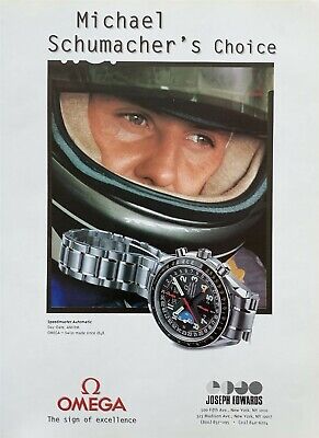 1997 OMEGA Speedmaster Watch Formula I Michael Schumacher's Choice PRINT AD