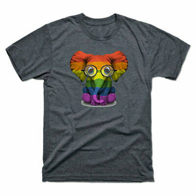 Pride T Shirt Elefante MEN'S RAINBOW Occhiali Retrò GAY LGBT con orgoglio SOHO Baby
