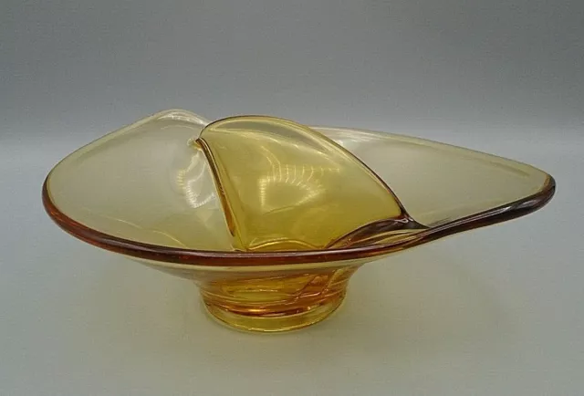 Vintage Viking Amber Divided 2-sided Dip Relish Glass Bowl Serving Dish