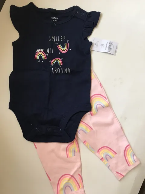 Baby Girls sz 6M Rainbow Bodysuit T-shirt & Pants Set Outfit Carter's NWT