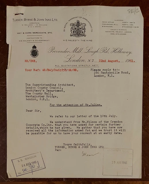 1961 TURNER, BYRNE & John Inns, Hay & Corn, Lough Road, Holloway