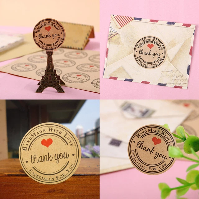 500pcsThank You Adhesive Stickers /Roll Etiketten Danke Dicht Aufkleber Danke Et