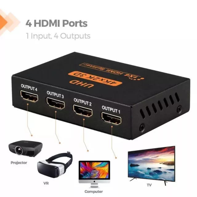 HDMI Splitter 1 In 4 Out 4K 2K Ultra HD 3D Multi Port Hub HDMI Switch Converter 3