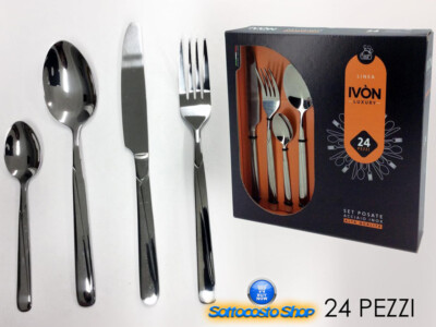 Lavabile in Lavastoviglie Per 6 Persone Blu Turchese Acciaio Inox Set di Posate con Cestello in Metallo 