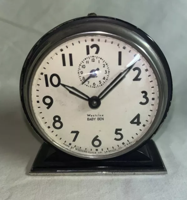 Antique Black Westclox Baby Ben Style 4 (1934-39) Alarm Clock-Working