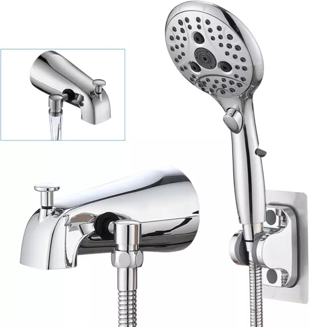 PROOX All Metal Tub Spout with Diverter, 6 Settings Hand held Shower with ON/OFF
