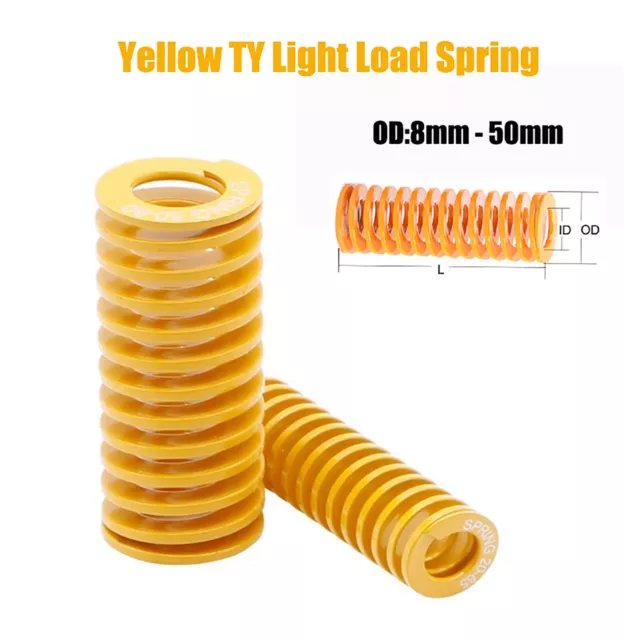 OD 8mm - 50mm Die Springs Yellow Compression Mould Spring Light Load Duty