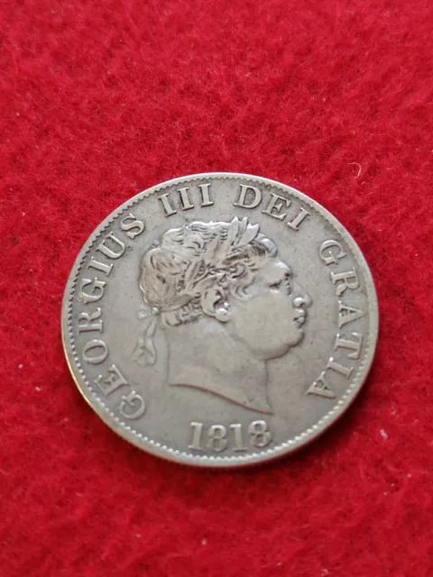 LOOK Lovely George 111 1818 Silver Halve Crown