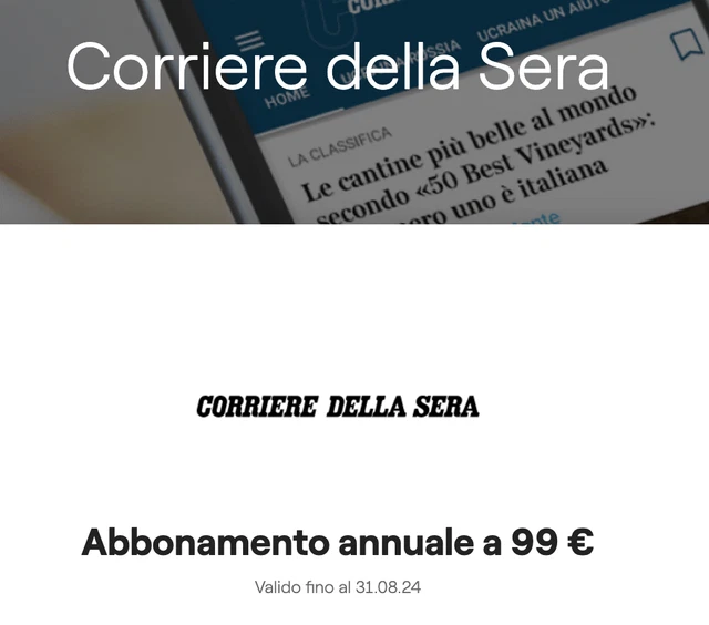 COUPON CODE 99eur DIGITAL SUBSCRIPTION CORRIERE DELLA SERA TWO YEARS DISCOUNT COUPON CODE 99eur DIGITAL SUBSCRIPTION CORRIERE DELLA SERA TWO YEARS DISCOUNT
