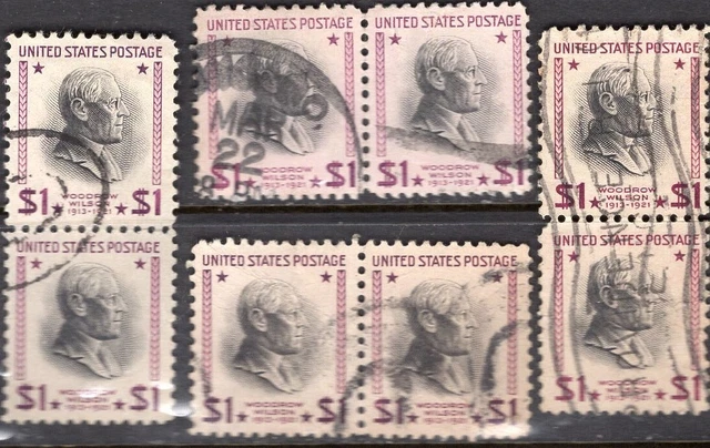U.s., #832, $1.00 Wilson, (4) Pairs Of 2, Used.