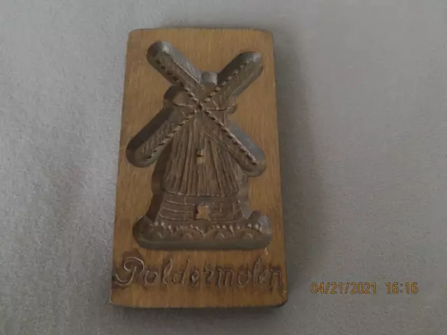 Vintage Wooden Hand Carved Dutch Old Fashioned Biscuit/Cookie Stamp Windmill