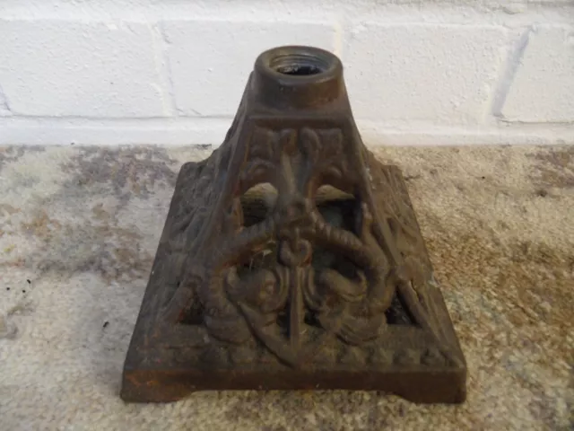 Vintage Original Cast Iron Oil Lamp Base Anchor/Large Fish Themed