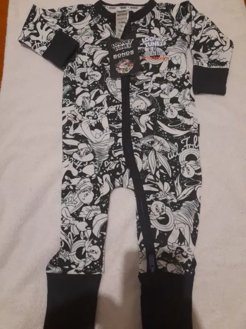 Bonds Wondersuit Looney Tunes Size 00 Bnwt Black & White