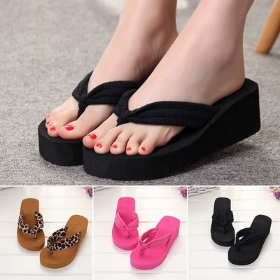 Femme Tongs Été Chaussons à Talons Hauts Sandales Pantoufle Flip-Flop Clip Toe Shoes Mode Chaussures à Plateforme de Plage Compensé pour Maison Vacances Bluestercool 