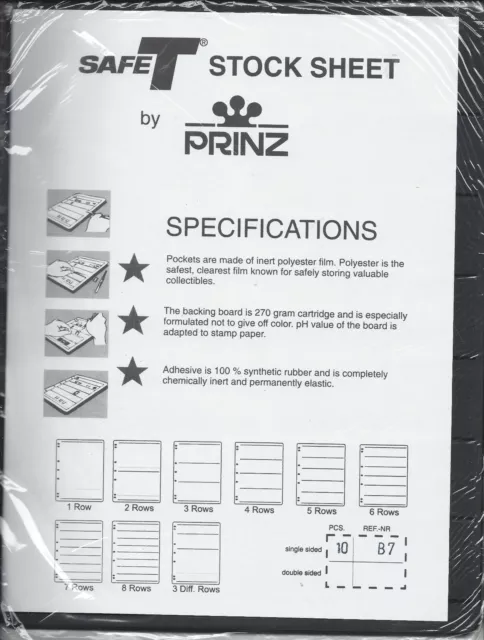 SafeT Hagner-Style Stock Sheets by Prinz B7 One-Sided 7-Pocket Black Pkg. 10