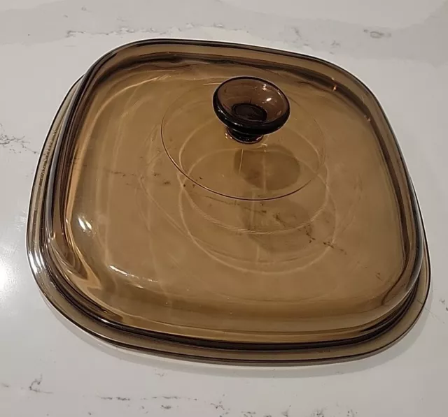 Pyrex Glass Lid Only A-12-C for Corning Ware 10x10 Inch Square Casserole Amber