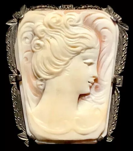 Cameo brooch Beautiful Hand Carved Victorian  style